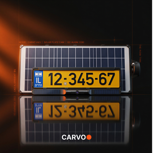 CARVO Stealth Cam | מסגרת לוחית רישוי סולארית עם מצלמה ומסך (הכל כלול)