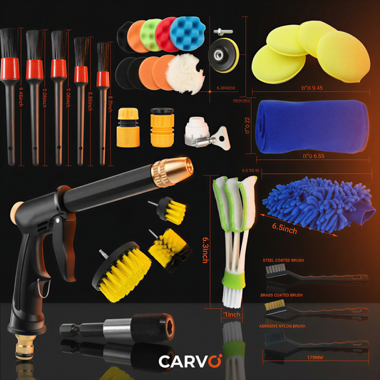 CARVO Ultimate Care | ערכת שטיפה ודיטיילינג 360° לרכב (35 חלקים)